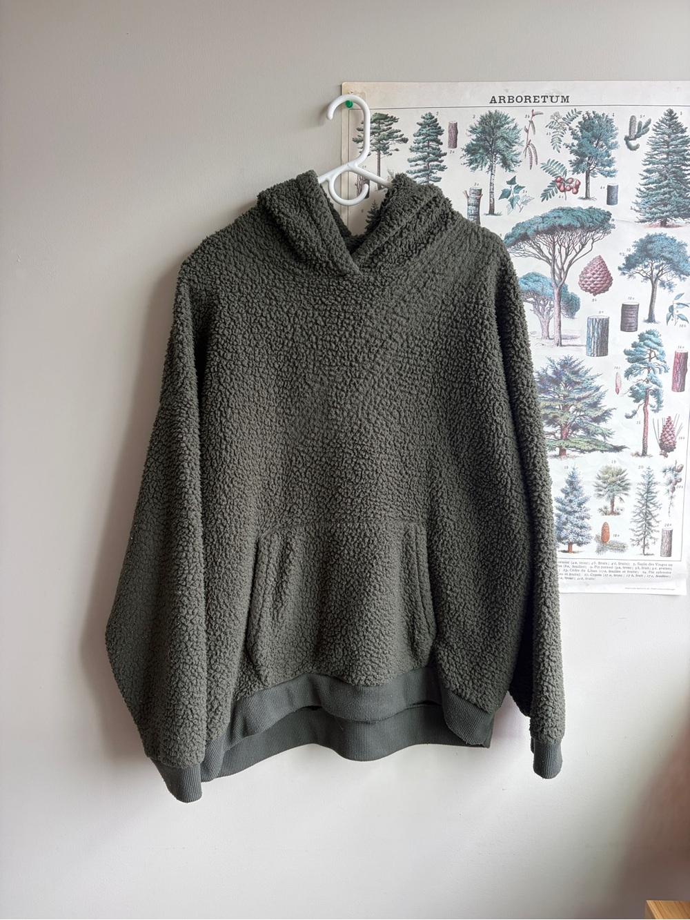 American Eagle Plush Sherpa Hoodie - Olive Green XL